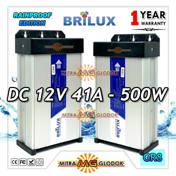 Power Supply Trafo Brilux DC 12V 41A | 500W (Super Quality) - Rainproof